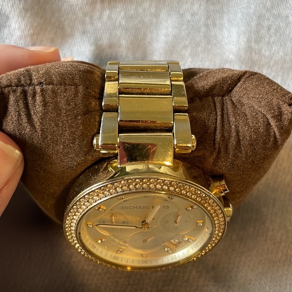 Michael Kors Gold Watch with diamond framed face - Picture 3 of 4
